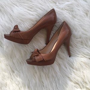 Franco Sarto Tan Open Toe Pump
